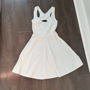 Everly White Floral Jacquard Sleeveless Fit & Flare Dress Cut-Out Back Size S